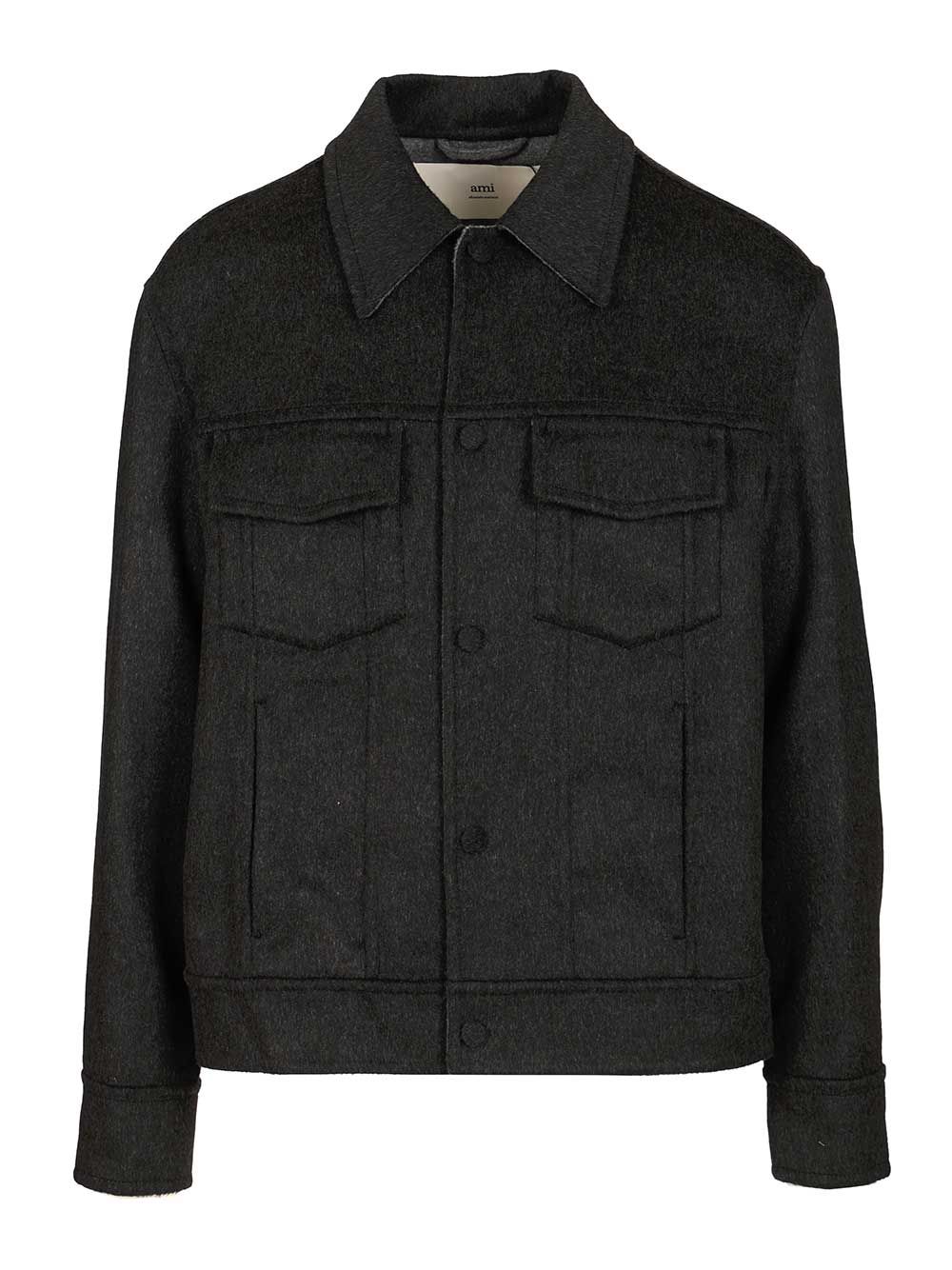 Ami Wool Trucker Jacket Jackets - Black | 73c8fdf2ea601dddbcaf98294a212ae744cfd31d