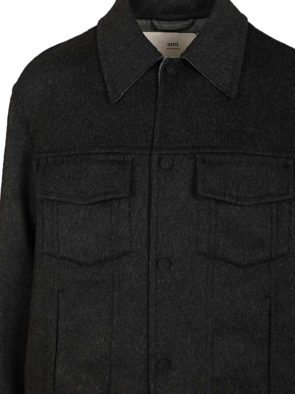 Ami Wool Trucker Jacket Jackets - Black | 61508c0f4e8c200a710bb41449ff3abe61990cc6