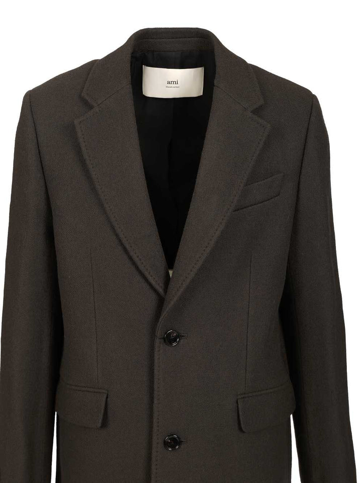 Ami Wool Coat Coats - Grey | d986ac66bb3b4518767fa29098c48ef0a15c5ef5