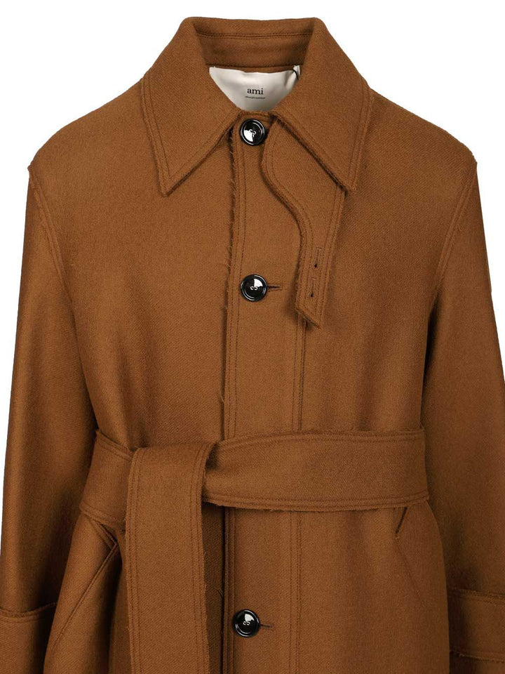 Ami Belted Raincoat Coats - Brown | 6fa92dc889e6279d80689fd6a1bffd92f87294de