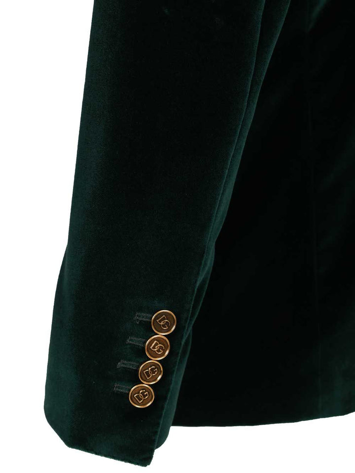 Dolce & Gabbana Double-Breasted Velvet Blazer Jackets - Green | cccb9163916b724de9bb482894cb427548e5ea3f