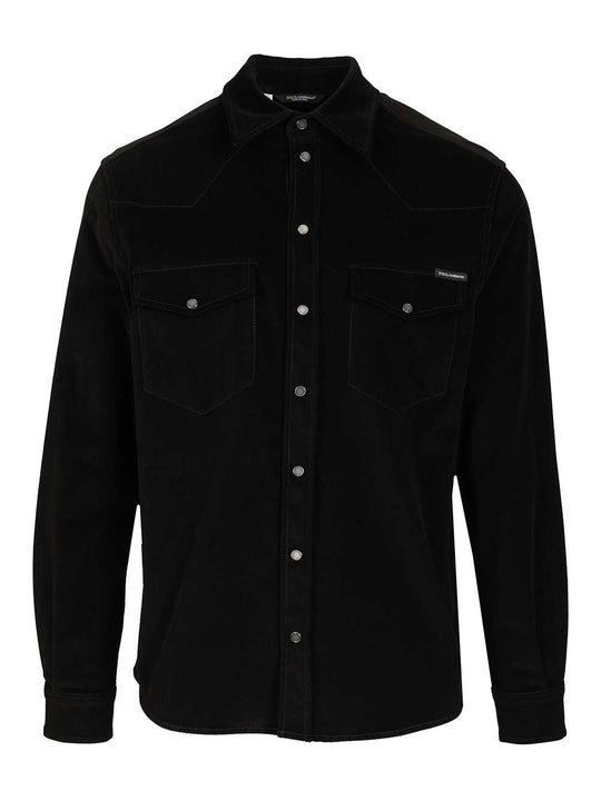 Striped Velvet Shirt Shirts Black