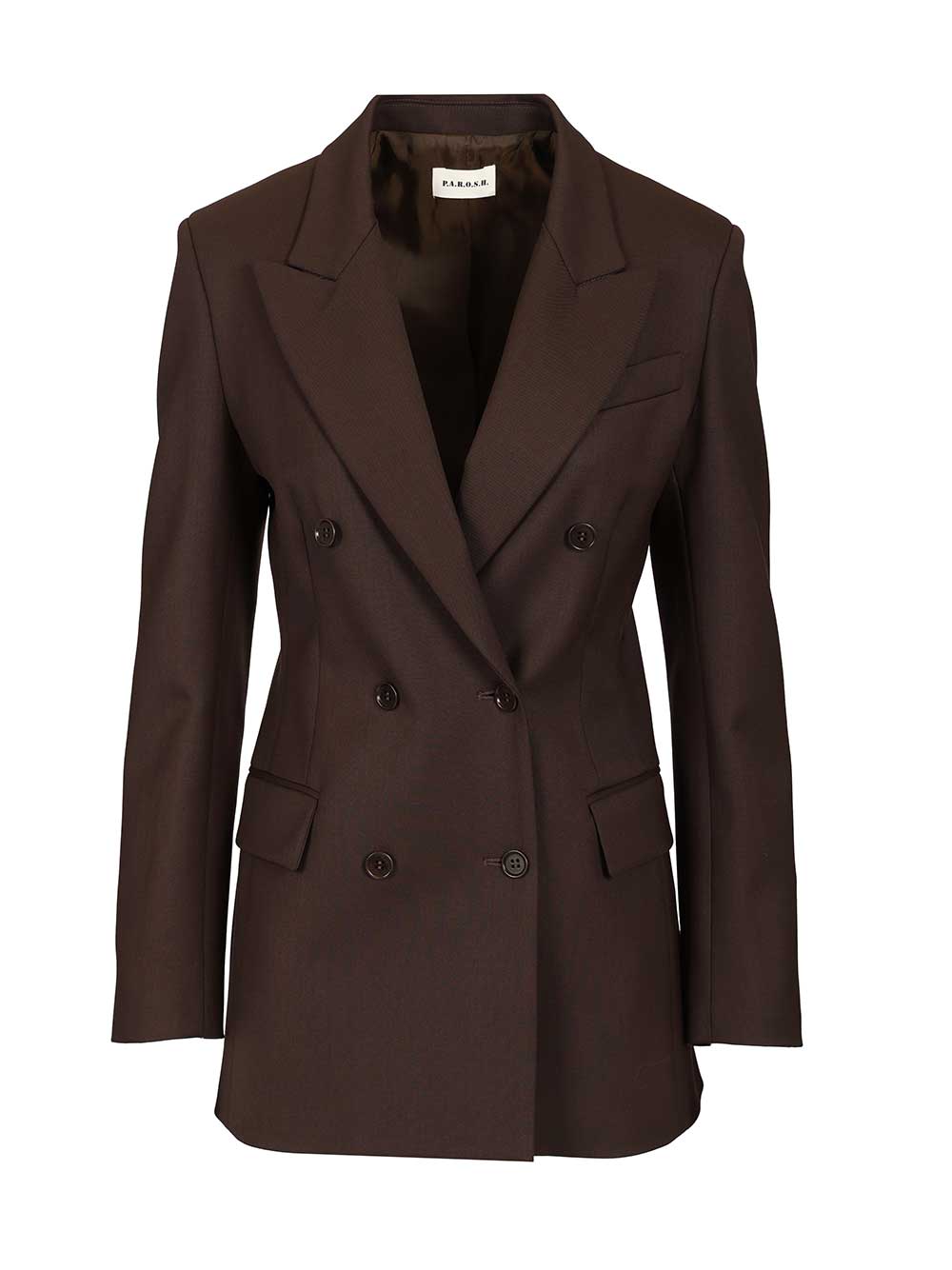 P.A.R.O.S.H. Double-Breasted Blazer Jackets - Brown | 4e3ba02ae8da2f87495c865256d6c3bd7c1d0cad