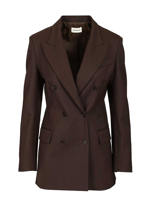 Double-Breasted Blazer Jackets Brown