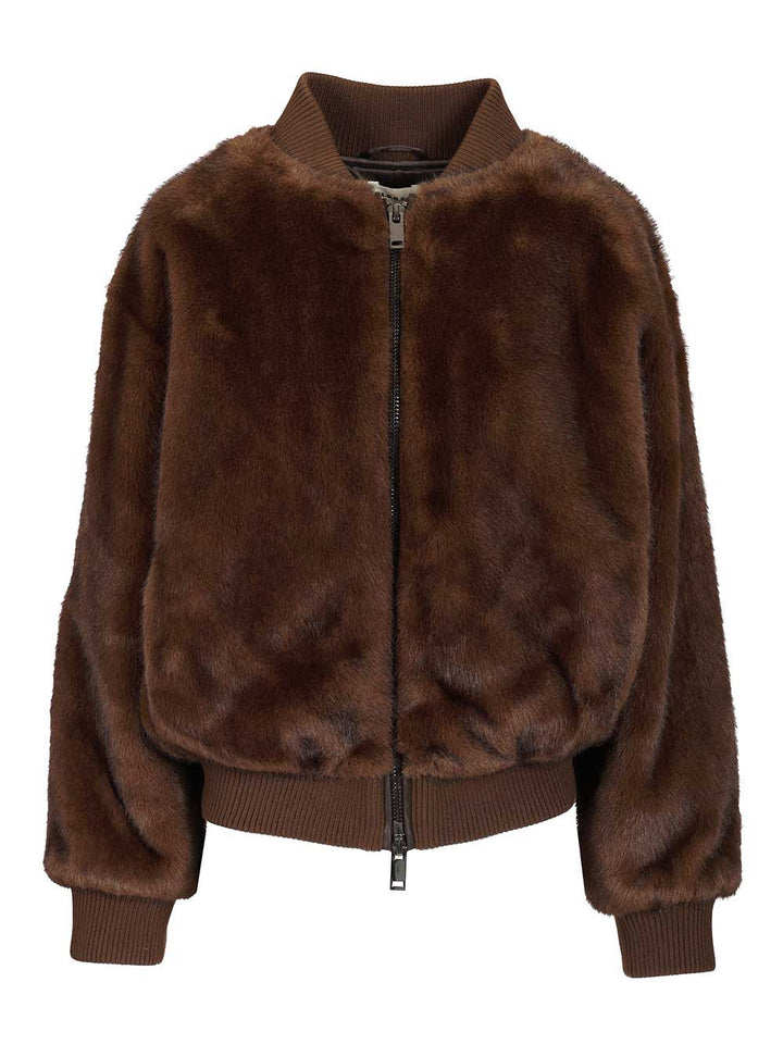 P.A.R.O.S.H. Faux Fur Jacket Jackets - Brown | b8b05f12e9528a6012846fa956f016c494472b89