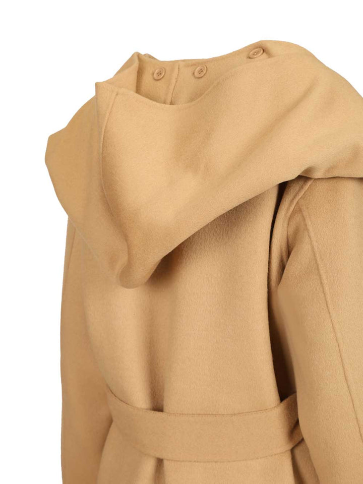 P.A.R.O.S.H. Wool Coat With Scarf Coats - Beige | e9a23a99ccd3480c13e305f259b2c071d48cc3b8
