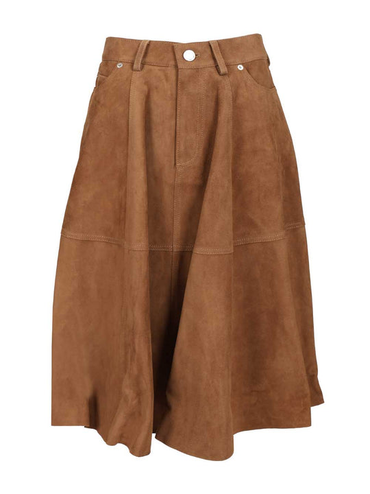 Suede Skirt Skirts Brown
