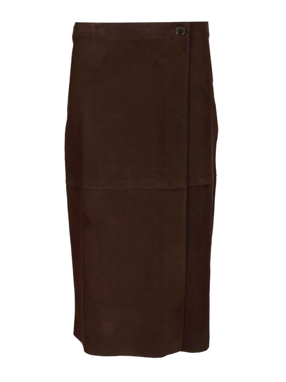P.A.R.O.S.H. Suede Midi Skirt Skirts - Brown | 8a0d02cf6e11431ea313a201190ab2f60861e4b1