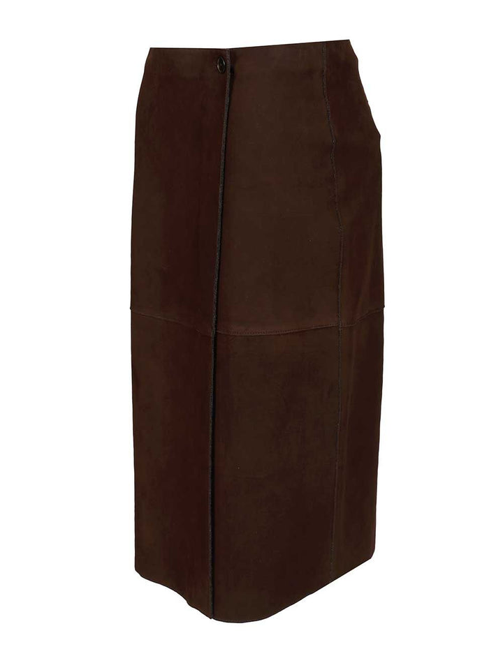 P.A.R.O.S.H. Suede Midi Skirt Skirts - Brown | 0ee7bcbcd1abbb03d2fb330767f2dbfd84eb18de