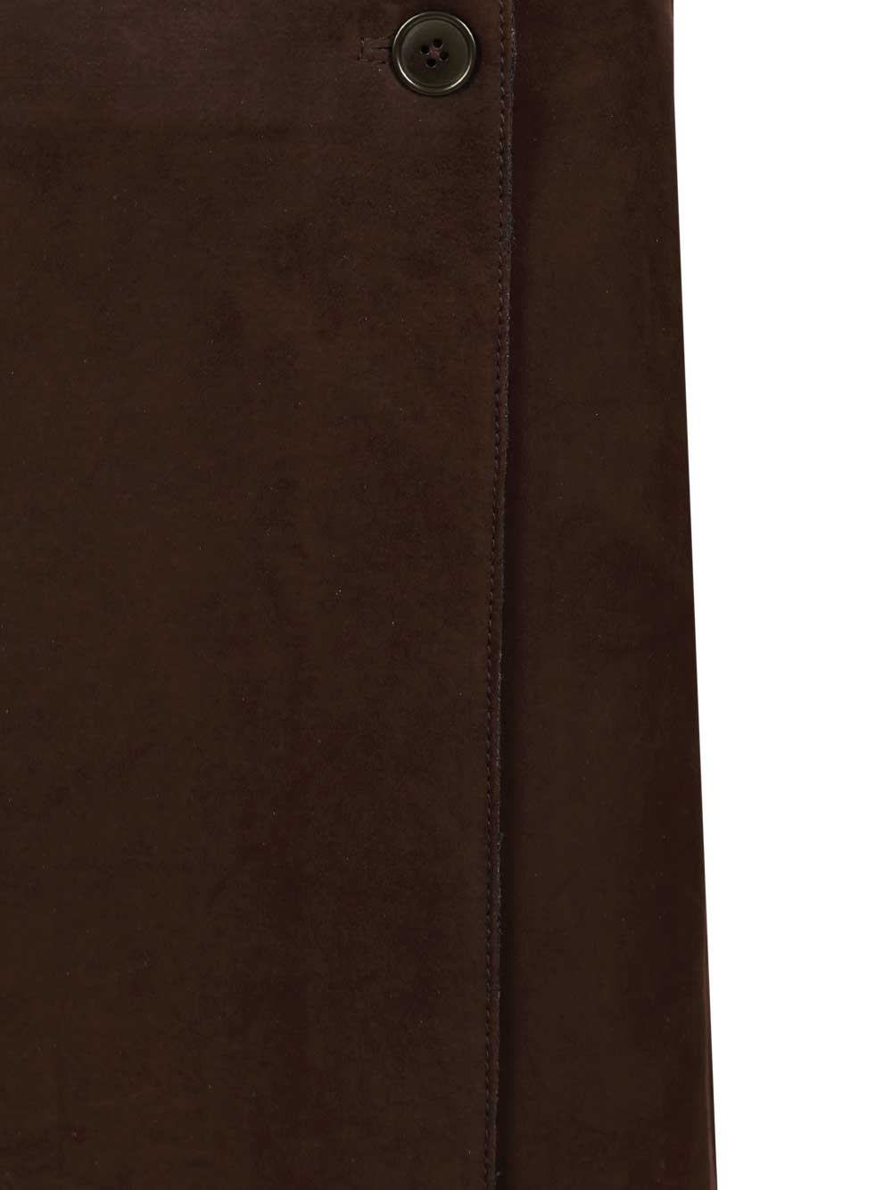 P.A.R.O.S.H. Suede Midi Skirt Skirts - Brown | 5435848545f059fe20ae136b9202883a93a9b1ce