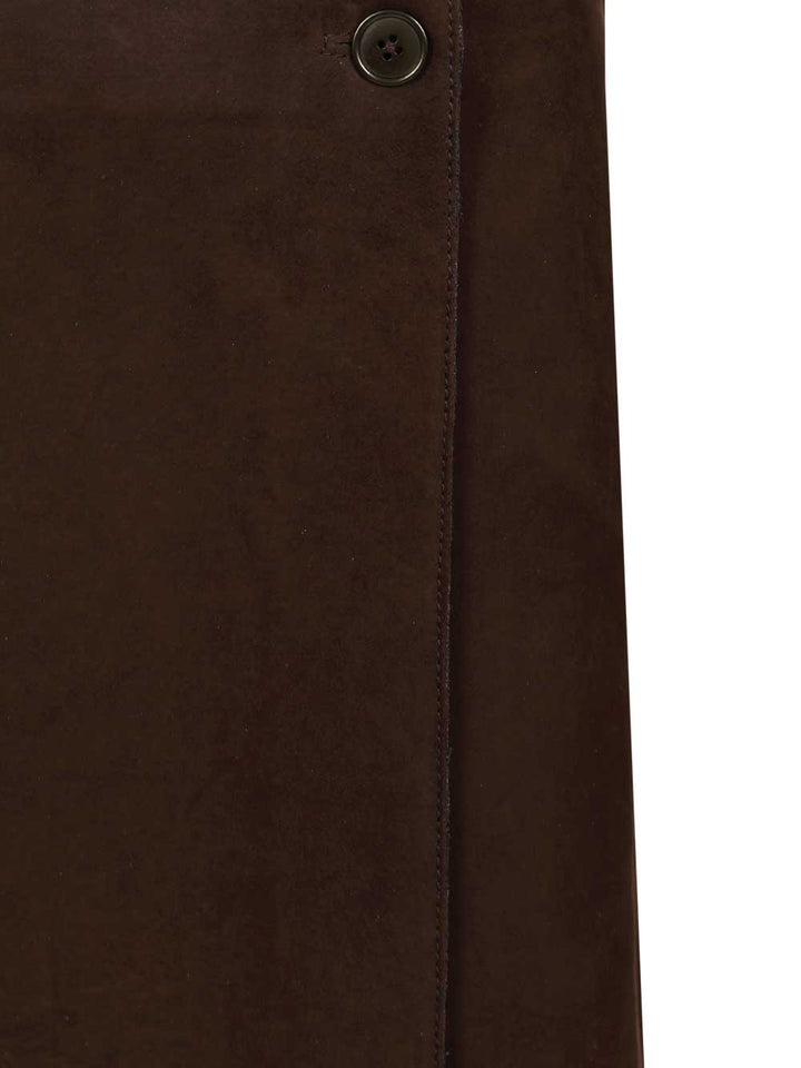 P.A.R.O.S.H. Suede Midi Skirt Skirts - Brown | 5435848545f059fe20ae136b9202883a93a9b1ce
