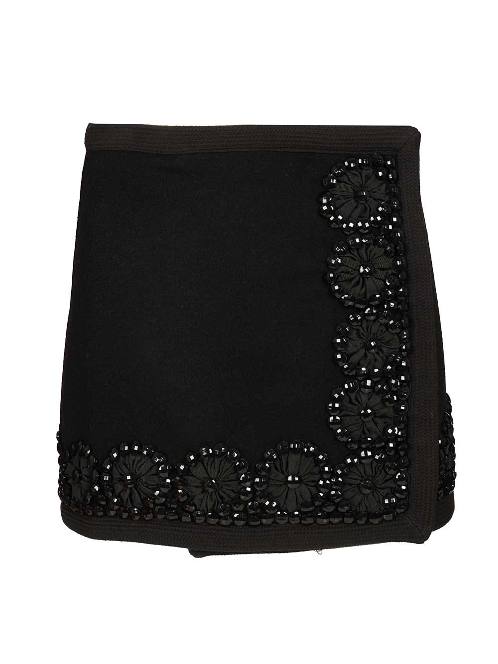 P.A.R.O.S.H. Wool Miniskirt Skirts - Black | 8216a156c4d7ab674cbe5ecfd70d057da46e32b0