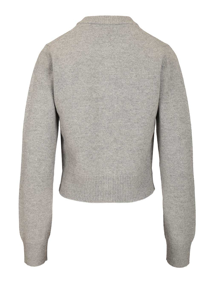 Ami Crew Neck Cardigan Knitwear - Grey | 7660c17974d44af42b5b649c104667d74d68cbdb