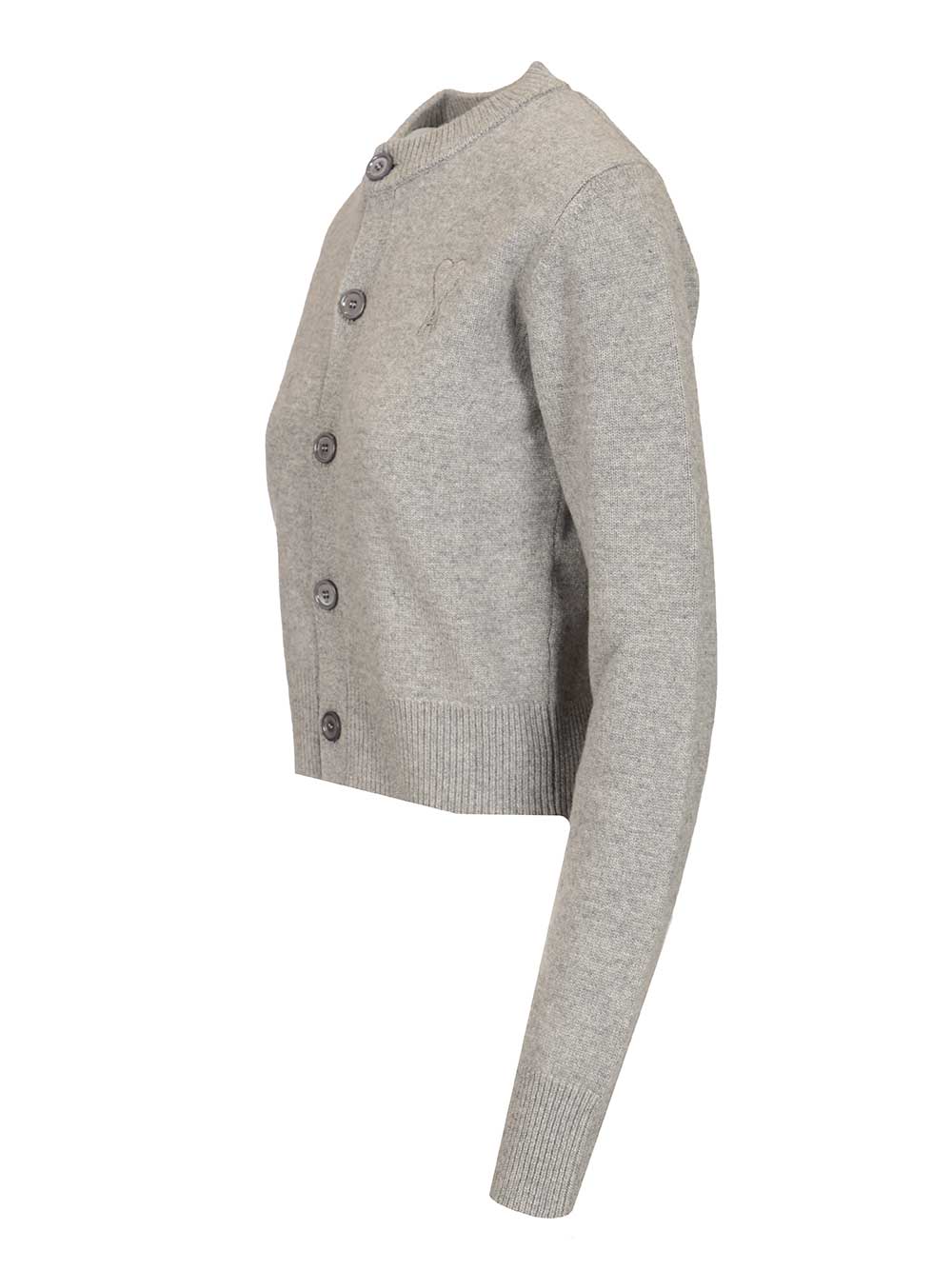 Ami Crew Neck Cardigan Knitwear - Grey | 50d4a75fe4fe950e8a77fabc25e82f74bda3d6f5