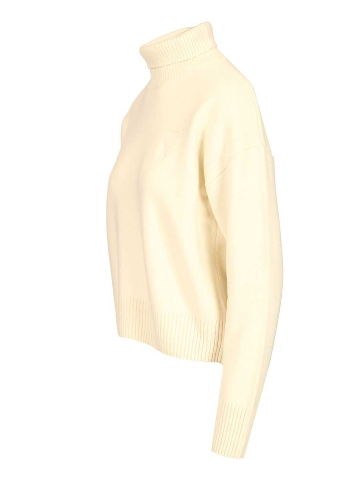 Ami Turtleneck Sweater Knitwear - White | 498b267c6bf8e6aea4dd03474f301fe2654e2a42