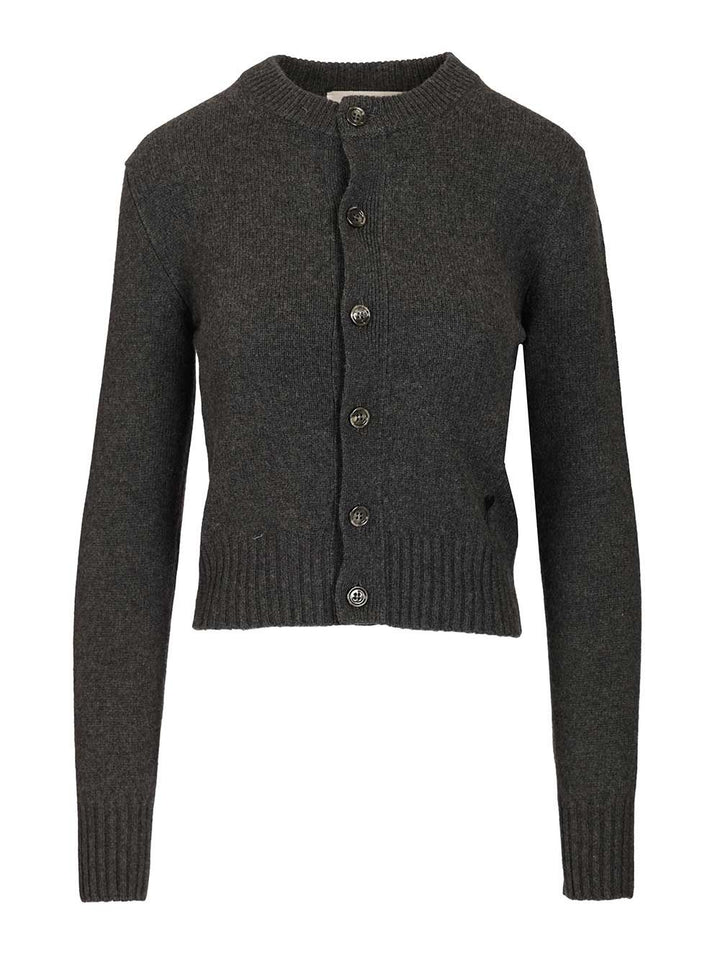 Ami Wool And Cashmere Cardigan Knitwear - Black | bc4e0b632b1afbee84ad43d0c49b4e37fe54ca6d