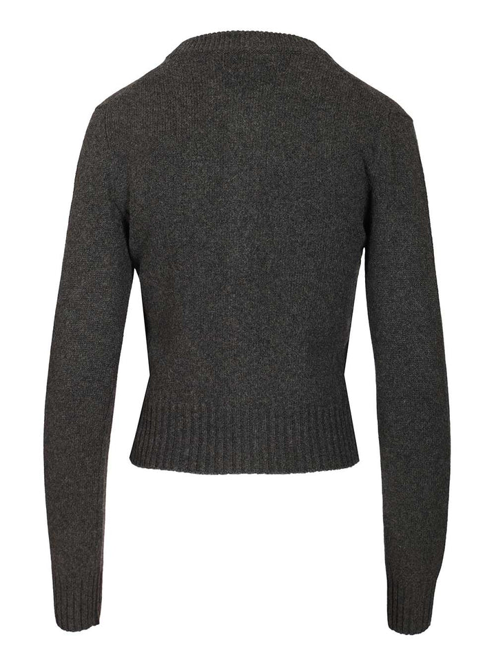 Ami Wool And Cashmere Cardigan Knitwear - Black | 2442aa5ef9e356214b6e928d34dea6793966c739
