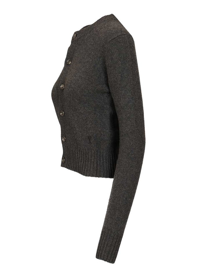Ami Wool And Cashmere Cardigan Knitwear - Black | 318c8e45c3fcebf20e83556ba688deb35562c500