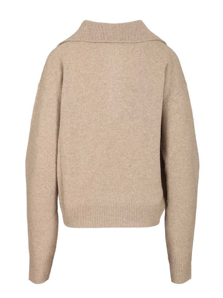 Federica Tosi Wool And Cashmere Knit Polo Knitwear - Beige | 64577df2386f068a90357c9678b083269a1a9a28