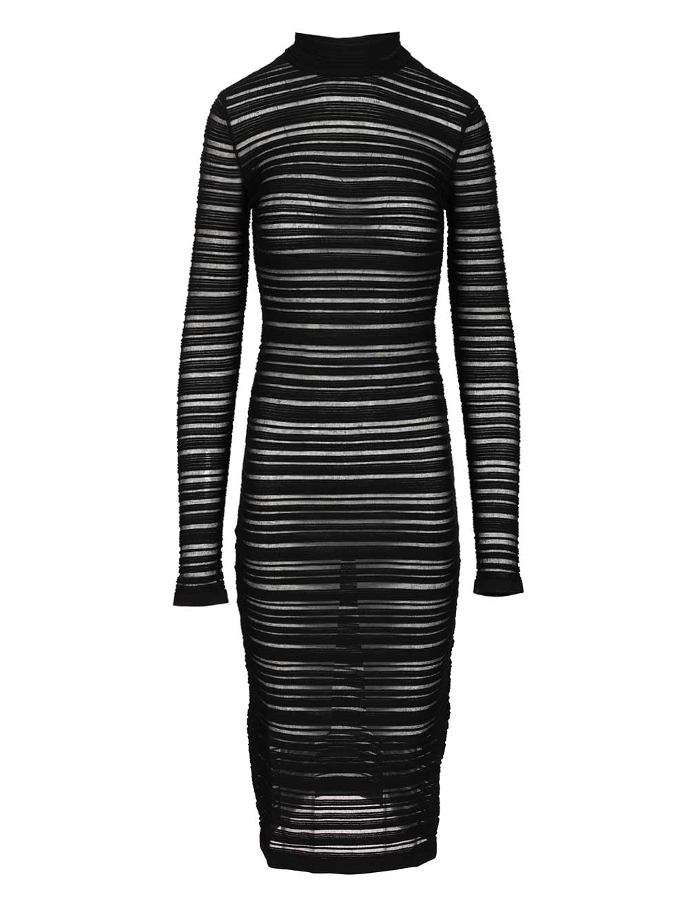 Federica Tosi Semi-Sheer Striped Midi Dress Dresses - Black | 1df694fe685bf524c73f9e053dd9f3ef15ee9cea