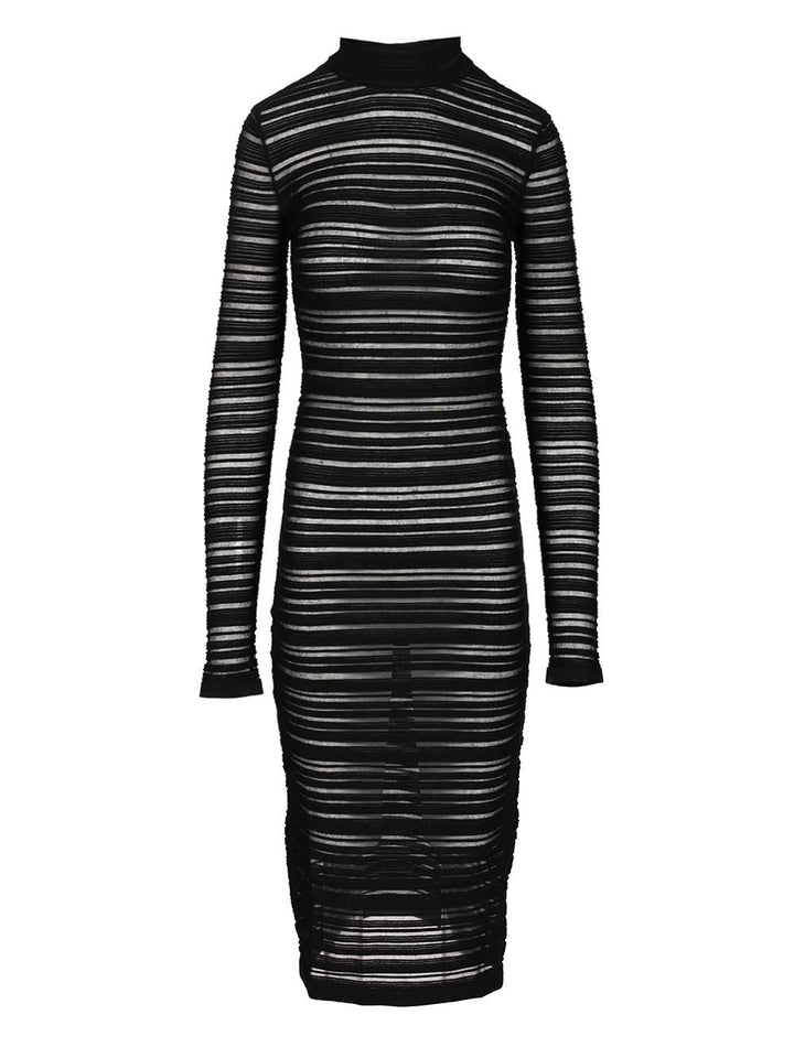 Federica Tosi Semi-Sheer Striped Midi Dress Dresses - Black | 1df694fe685bf524c73f9e053dd9f3ef15ee9cea