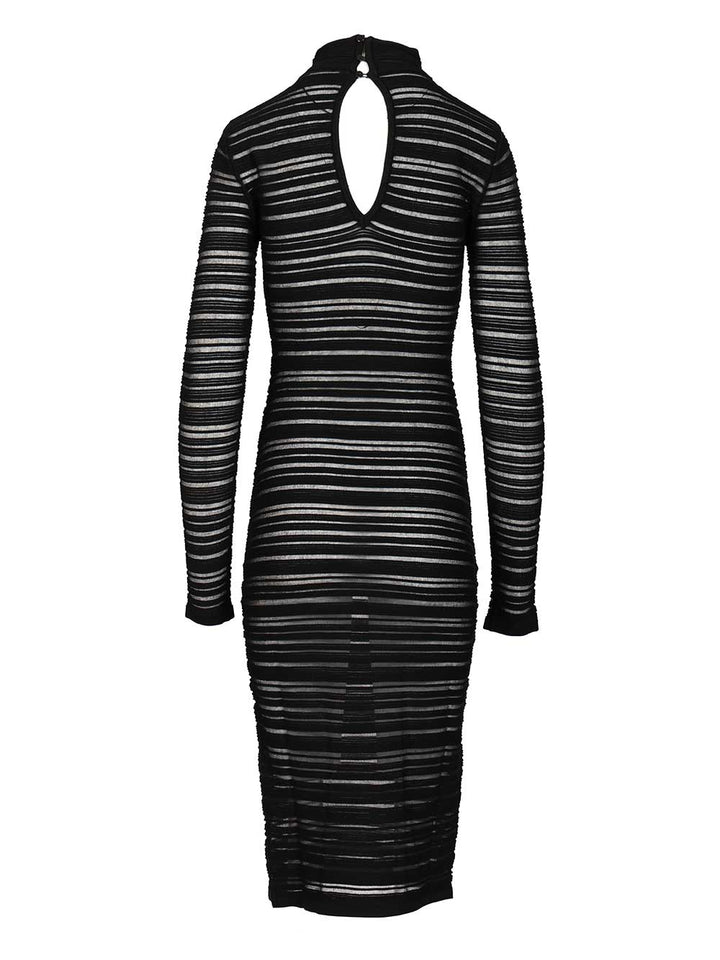 Federica Tosi Semi-Sheer Striped Midi Dress Dresses - Black | 1596bb020e2223bc8ca167c7ed74eaa014fc8fda