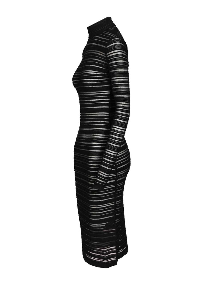 Federica Tosi Semi-Sheer Striped Midi Dress Dresses - Black | 10571df5851baf6aa44531003bb4a593b62d5d29