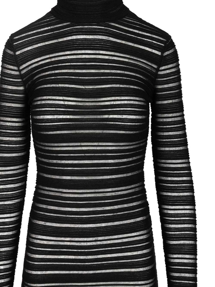 Federica Tosi Semi-Sheer Striped Midi Dress Dresses - Black | 913992401930144dc6041ef6df59bbf9032955f0