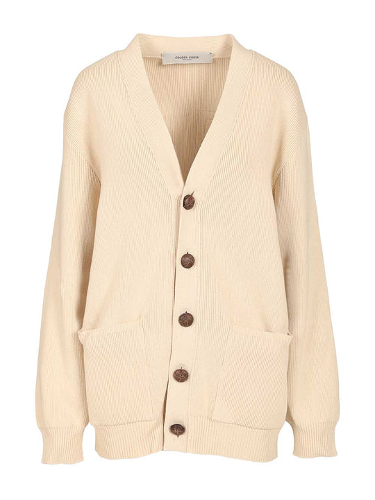 Organic Cotton Cardigan Knitwear Beige