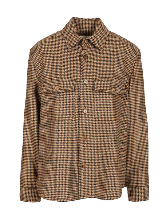 Houndstooth Overshirt Jackets Brown