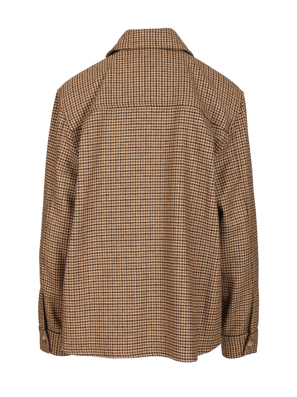 Saint Laurent Houndstooth Overshirt Jackets - Brown | 35f12bfd6b4dcdd83503bd7ab2d4dc079775ac25