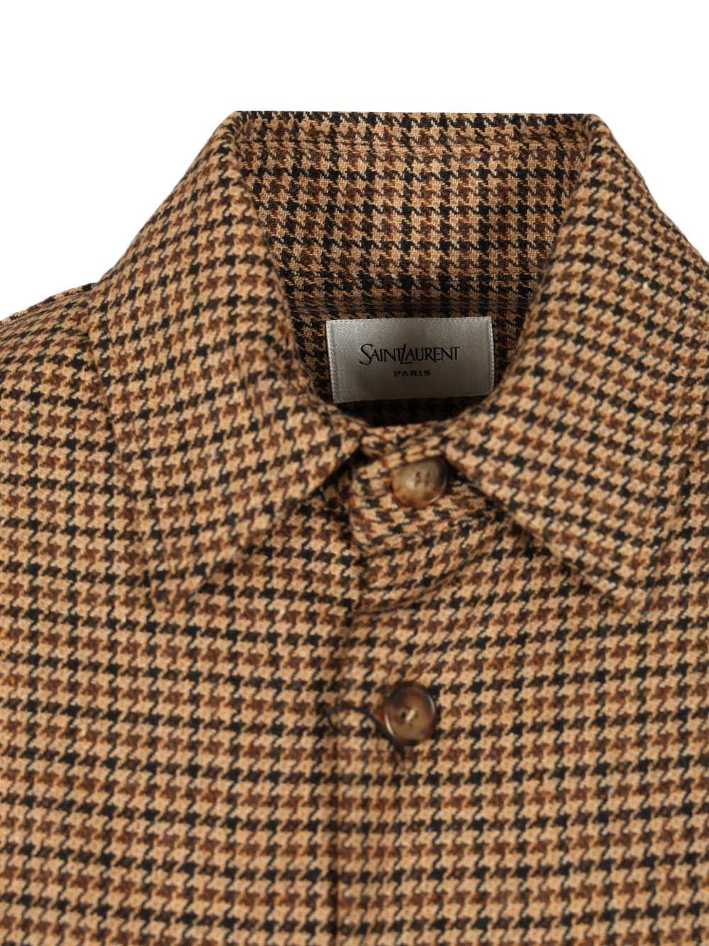 Saint Laurent Houndstooth Overshirt Jackets - Brown | 11a9f76364387d90ae3241202d03b0cf63951cc1