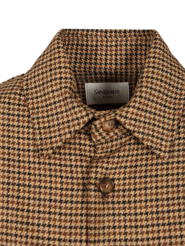 Saint Laurent Houndstooth Overshirt Jackets - Brown | 11a9f76364387d90ae3241202d03b0cf63951cc1