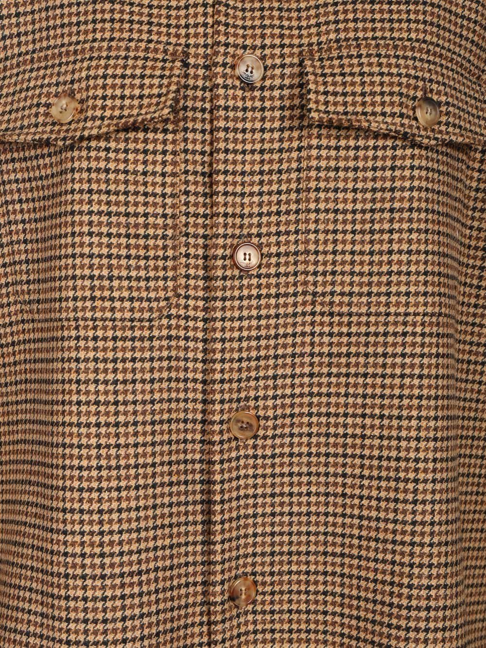 Saint Laurent Houndstooth Overshirt Jackets - Brown | 31370c2ccd0485b0957254f0496afa309b698d7b