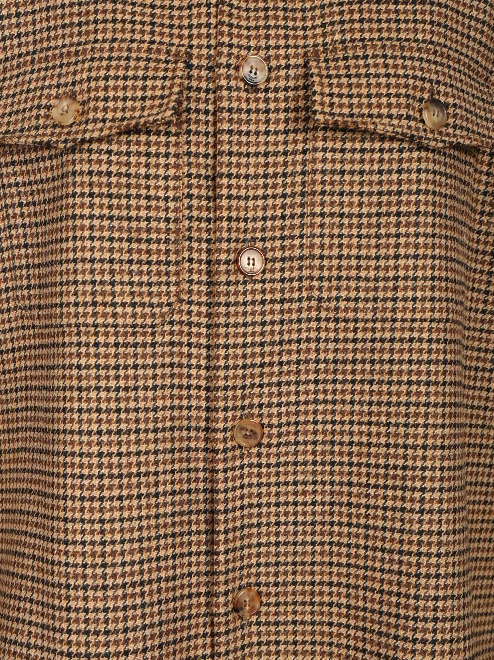 Saint Laurent Houndstooth Overshirt Jackets - Brown | 44655fc92e4faab888152d1e8a9c57b2a82d39f8