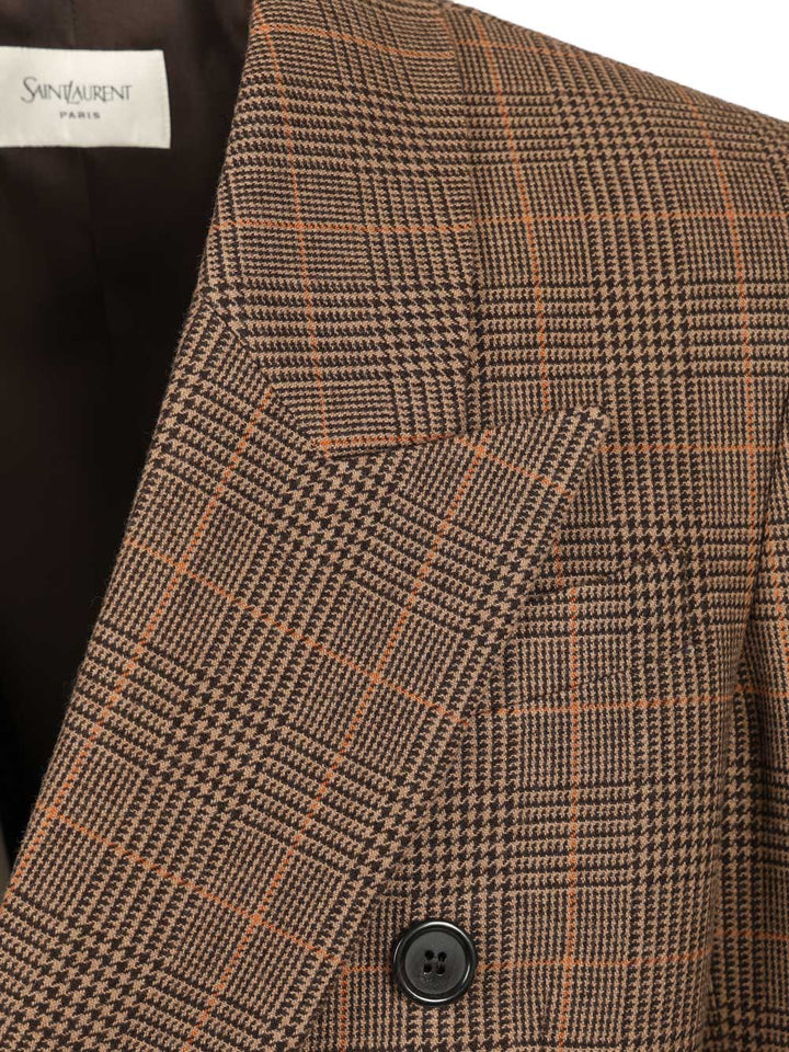 Saint Laurent Prince Of Wales Wool Jacket Jackets - Beige | 4f27fab8dfc40b1c259785c18ffb4cbd34a3a03e