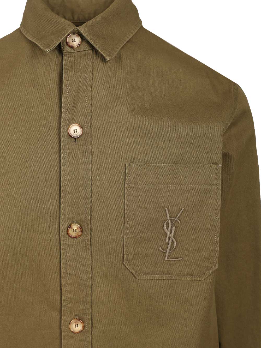 Saint Laurent Cassandre Overshirt Jackets - Green | 043e46abf55b48ff06d8b3dcf009b9bb28eecce9