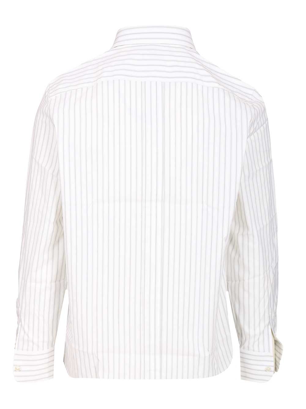 Saint Laurent Cassandre Striped Cotton Shirt Shirts - White | bba7051348c9dda9b89d72baa7e40545d9611459
