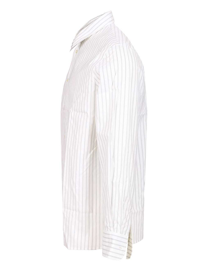 Saint Laurent Cassandre Striped Cotton Shirt Shirts - White | 2acb92d2c2a65c8833ee92d7afd47bbfc39a36f0