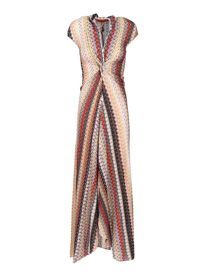 Missoni Long Dress With Neckline And Knot Dresses - Multicolor | 368570c0f8ec621c1649025b6d197bddcabc1c7a