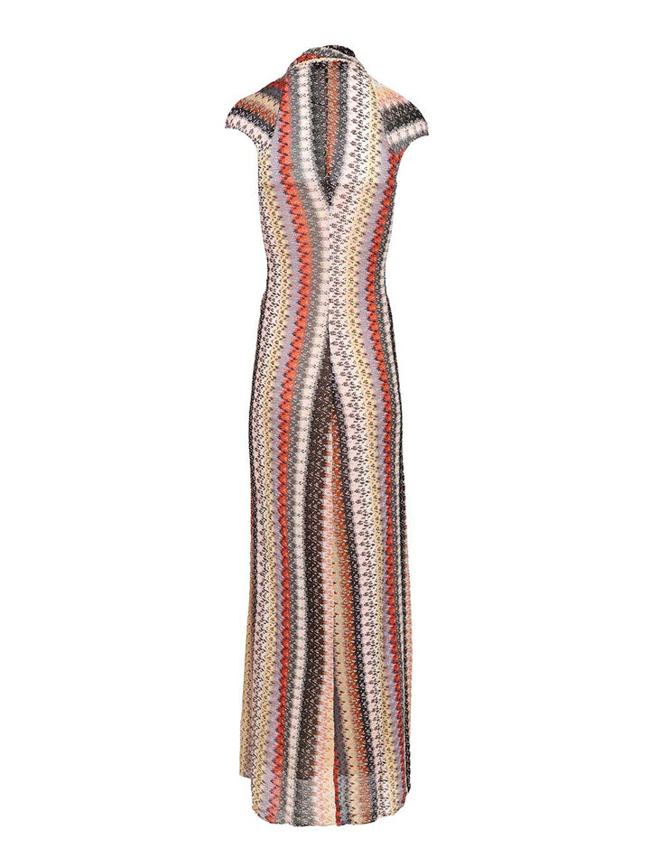 Missoni Long Dress With Neckline And Knot Dresses - Multicolor | d1aa5d93f104ba074649987165dbaebea3f719ea