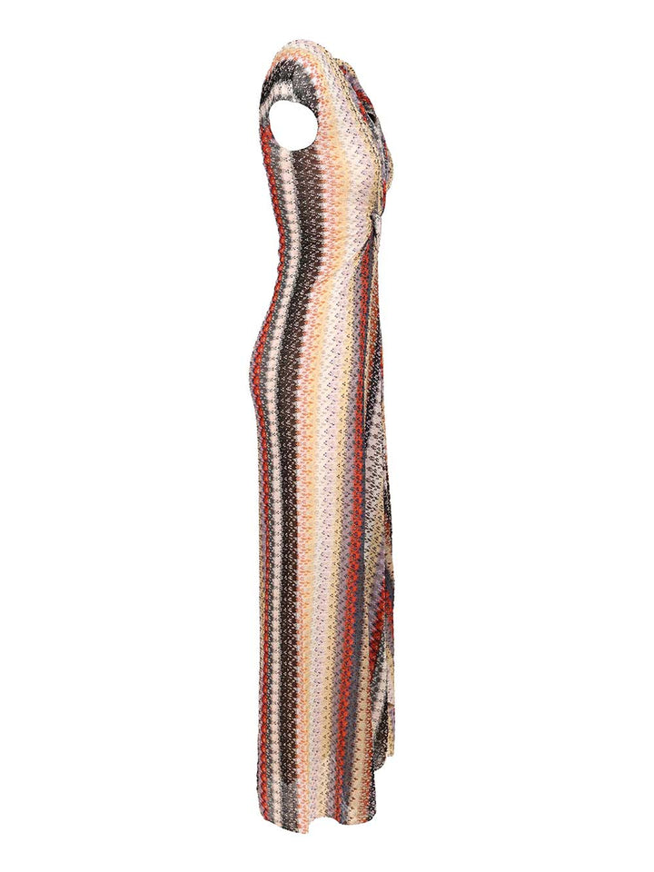 Missoni Long Dress With Neckline And Knot Dresses - Multicolor | de8628bf610b6cb700826d1a16f28159b67a57fc