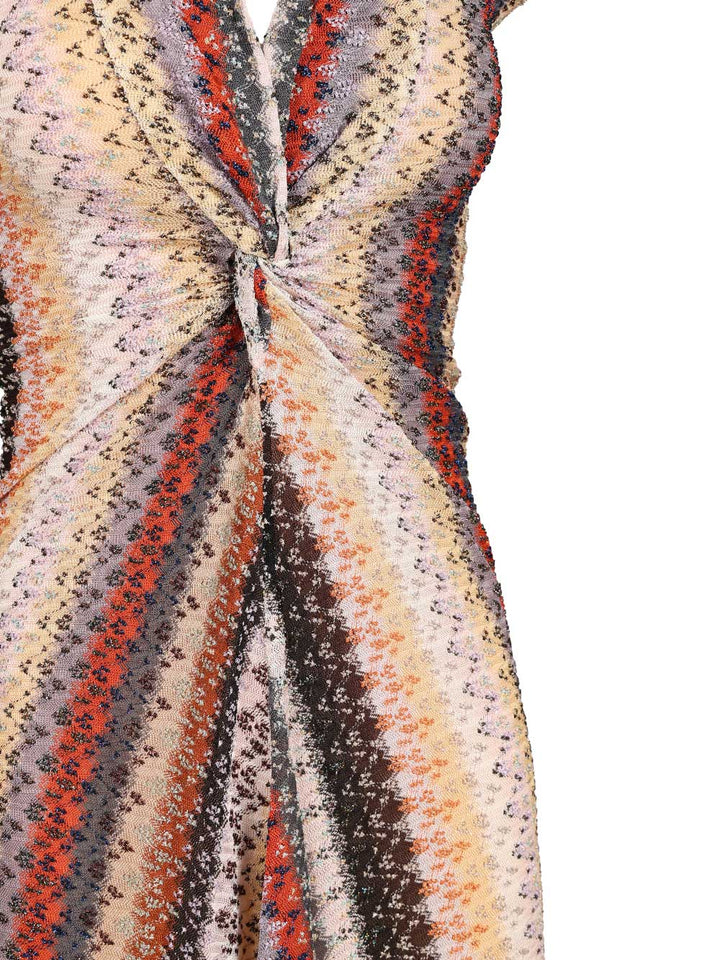 Missoni Long Dress With Neckline And Knot Dresses - Multicolor | fde089fd1f07bebdb844bb19efb882cba718df01