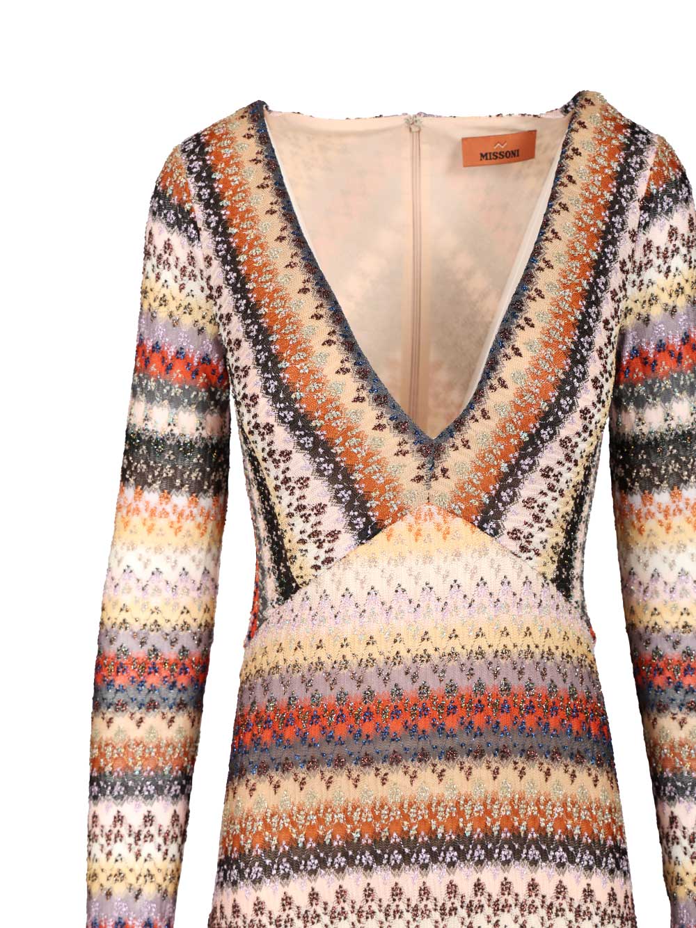 Missoni Long Dress With Multicolored V-Neck Dresses - Multicolor | 2fd0b03809e0cc233c29f8dd73a6eb7c970ab2d7