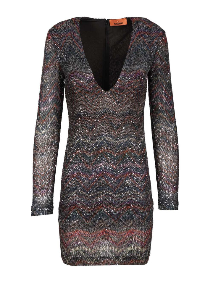 Missoni V-Neck Mini Dress Dresses - Multicolor | 6125883d05bfd10d3635ed7adbe7fce24366f907