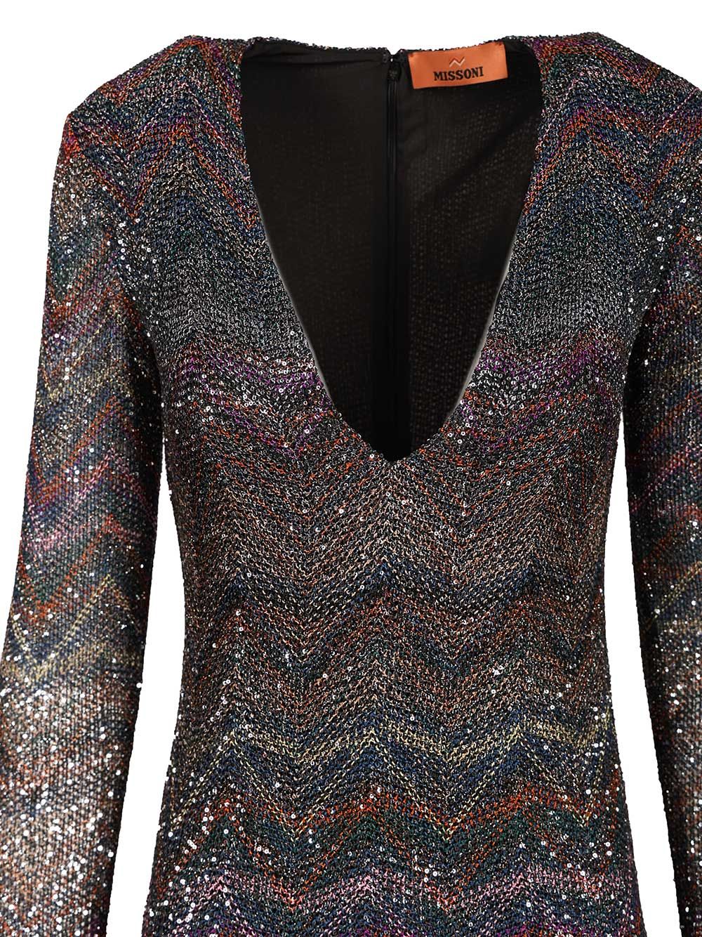 Missoni V-Neck Mini Dress Dresses - Multicolor | 5ac9c617f0b74a5b5cd94d46089a50830524489b