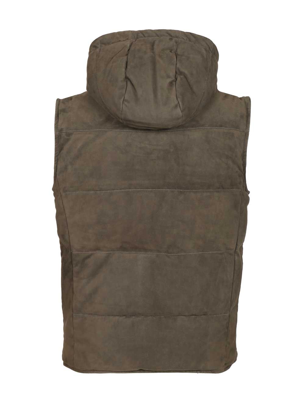 Al Duca D'Aosta Suede Hooded Vest Jackets - Green | 2fefa89c3b218b728daec95b5f41a97fef1d855d