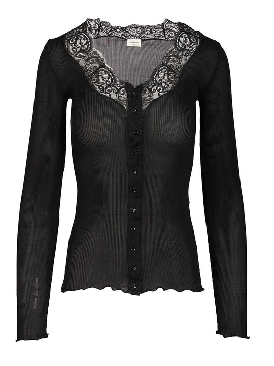 Silk And Lace Cardigan Knitwear Black