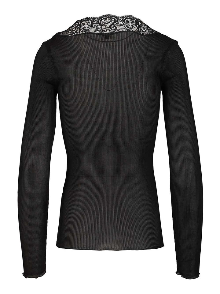 Saint Laurent Silk And Lace Cardigan Knitwear - Black | 35e4965ff8de538dfa2d0271b091e40a68c17d80