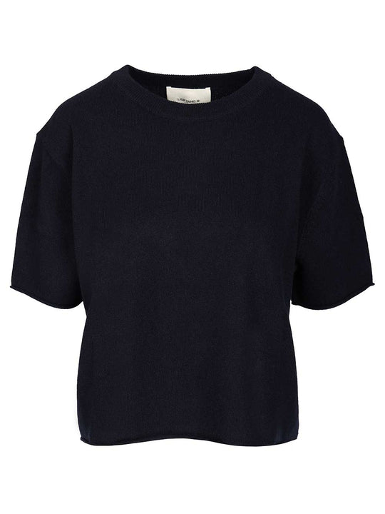 Short-Sleeved Cashmere Top Knitwear Blue